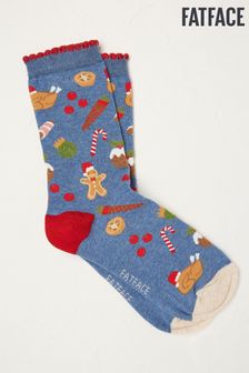 FatFace Blue Christmas Socks