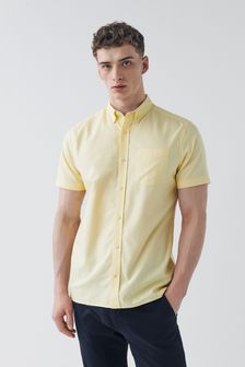 צהוב - גזרה רגילה - חולצה מכופתרת עם שרוולים קצרים (T34836) | ‏70 ₪