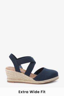 Navy Blue Extra Wide Fit Forever Comfort® Elastic Cross-Over Wedges (T34938) | 51 €