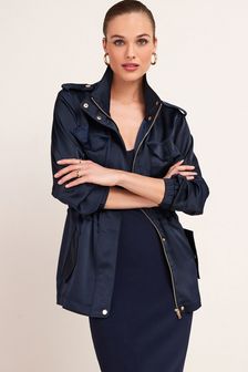 Marineblau - Utility-Jacke aus Satin mit 4 Taschen (T34943) | 26 €