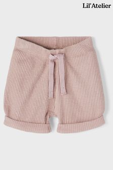 מכנסי יוניסקס קצרים לתינוקות של Lil' Atelier בסגול עם מרקם ריב בגזרה רפויה (T35006) | ‏65 ₪