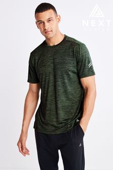 Khaki Green - Short Sleeve Tee - Next Active Gym Tops & T-shirts (T35064) | KRW22,400