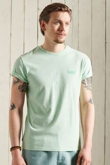 Pfefferminzgrün meliert - Superdry T-Shirt aus Bio-Baumwolle mit gesticktem Vintage-Logo (T35442) | 26 € - 29 €