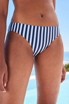 Navy/White Stripe High Leg Briefs Printed Bikini (T35640) | 6 €