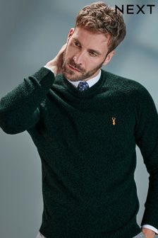 Green Crew Neck Premium Lambswool Knitwear (T35659) | €51