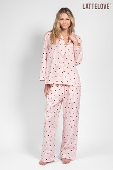 LatteLove Pink Peach With Cat Pattern Pure Cotton Pyjama Set (T35709) | ₪ 317