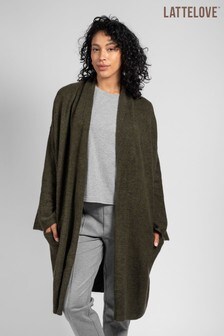 LatteLove Deep Green Robe-Style Lounging Cardigan Sweater (T35711) | ₪ 512