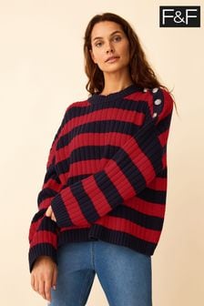 F&F Red Striped Button Jumper (T36093) | €11