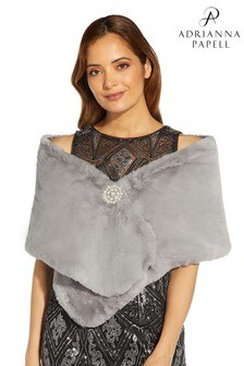 Adrianna Papell Silver Faux Fur Stole (T36248) | BGN 265