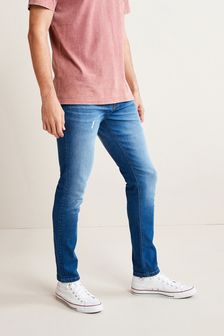 Bright Blue Skinny Fit Ripped Jeans with Stretch (T36437) | €30