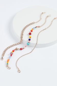 Multicoloured Bead Sparkle & Chain Bracelet Pack (T36814) | ₪ 41