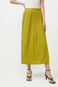 Olive Green Pleated Midi Skirt (T36958) | €7