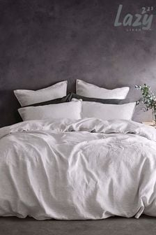 Lazy Linen Set of 2 White 100% Washed Linen Pillowcases (T37067) | €54