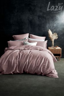 Lazy Linen Set of 2 Pink 100% Washed Linen Pillowcases (T37070) | SGD 77