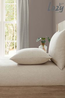 Lazy Linen Natural 100% Washed Linen Fitted Sheet