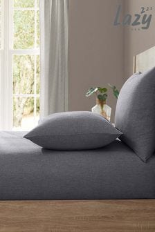 Lazy Linen Grey 100% Washed Linen Fitted Sheet (T37075) | $143 - $209