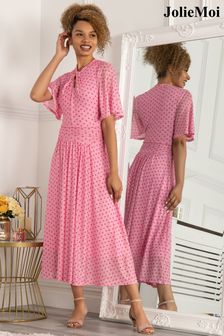 Jolie Moi Pink Danika Keyhole Neck Mesh Dress (T37228) | €46