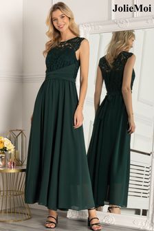 Jolie Moi Green Cap Sleeve Lace Bodice Maxi Dress (T37233) | $107