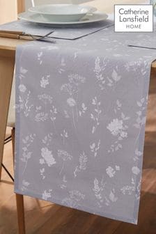 Catherine Lansfield Grey Meadowsweet Floral Table Runner (T37448) | OMR5
