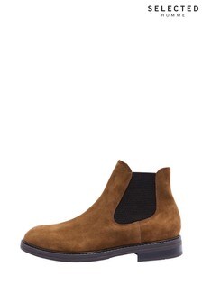 Selected Homme Brown Blake Suede Chelsea Boots