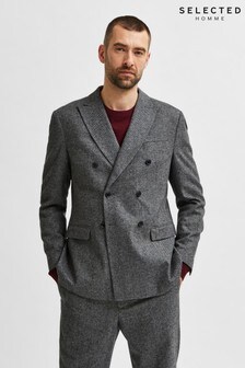 Selected Homme Grey Otis Double Breasted Slim Blazer (T37755) | €79