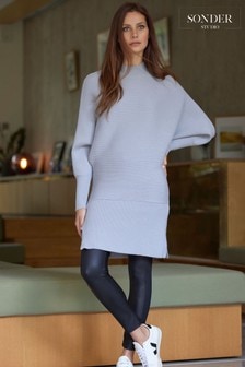 Vestido estilo túnica gris de canalé con cremallera de Sonder Studio (T37862) | 73 €