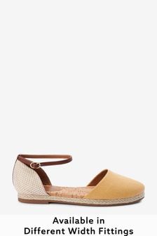 Yellow Extra Wide Fit Closed Toe Ankle Strap Espadrille Shoes (T37876) | €13