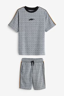 Grey Check T-Shirt And Short Set (3-16yrs) (T37987) | 13 € - 20 €