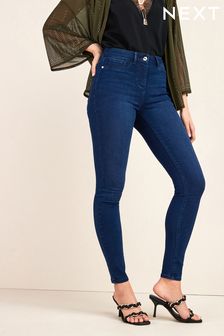 Atramentowo niebieskie - Bardzo elastyczne legginsy dżinsowe (T38008) | 155 zł