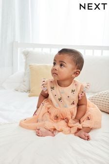 Piersică roz - Emroidered Baby Mesh Party Dress (T38153) | 166 LEI - 174 LEI
