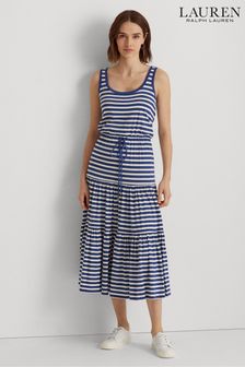 Lauren Ralph Lauren Womens Blue Stripe Adalynn Sleeveless Midi Dress (T38184) | 72 €