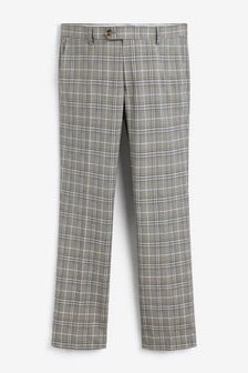 Taupe Brown Check Slim Fit Suit: Trousers (T39029) | €17