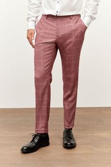 Różowy - Garnitur w kratkę o dopasowanym kroju: spodnie (T39030) | 79 zł