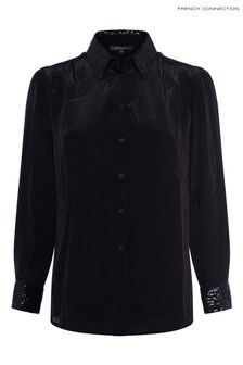 French Connection Black Eshika Sequin Detail Black Shirt
