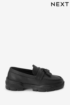 Black Leather Tassel Loafers (T39259) | €13 - €17.50