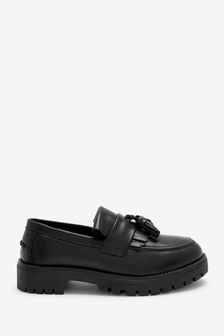 Черный - Легкие кожаные туфли с кисточками (T39260) | €18 - €22