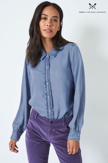 Crew Clothing Company Blue Frill Collar Blouse (T39485) | €32