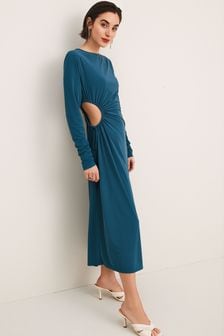 Teal Blue Jersey Cut-Out Midi Dress (T39647) | €13.50