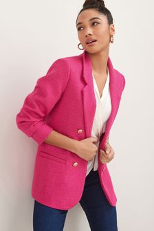 Pink Bouclé Blazer Jacket (T39650) | $106