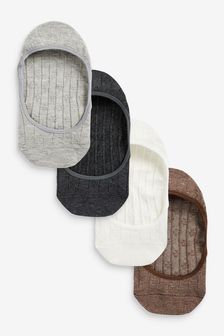 Neutral Textured Footsie Socks 4 Pack (T40249) | €13
