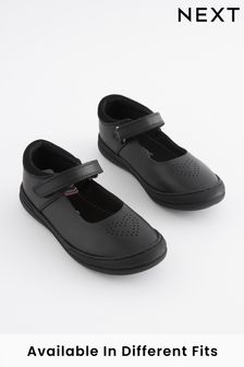 Black Heart Detail Wide Fit (G) Junior Leather School Mary Jane Shoes (T40446) | HK$262 - HK$314