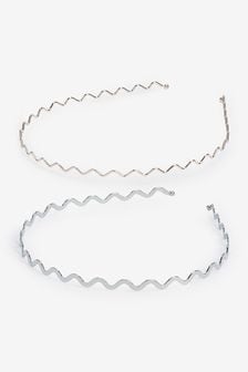 Silver/Pink Wavy Metal Hairbands 2 Pack (T40502) | 13 €