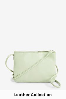 Sage Green Leather Cross-Body Handbag (T40523) | kr296