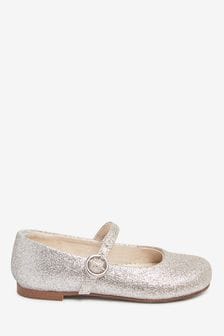 Silver and Gold Ombre Glitter Wide Fit (G) Mary Jane Occasion Shoes (T40537) | €10 - €11