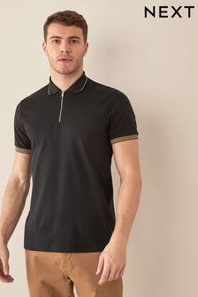 Black Gold Cuff Tipped Regular Fit Pique Polo Shirt (T40577) | 33 €