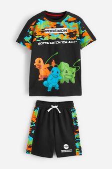 Black/Neon Pokémon Gaming T-Shirt and Short Set (3-16yrs) (T40579) | €27 - €35