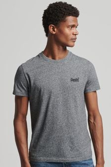 אפור מלאנז' - חולצת טי מכותנה אורגנית של Superdry עם רקמה בסגנון וינטג' (T40591) | ‏101 ‏₪