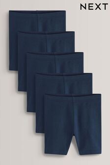 Navy Blue Regular Length 5 Pack Cotton Rich Stretch Cycle Shorts (3-16yrs) (T40843) | $21 - $38