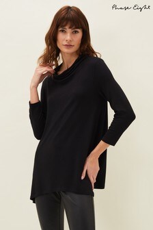 Phase Eight Black Chrissie Cowl Neck Swing Top (T41062) | ₪ 223
