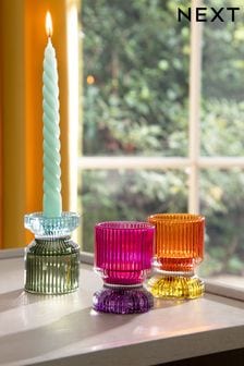Teelichthalter und Kerzenhalter, leuchtende Farben, 3er-Set (T41435) | 26 €